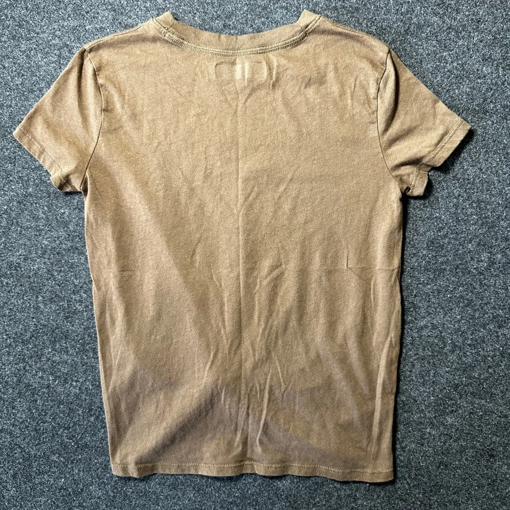 Abercrombie Kids Brown Graphic Tie Front T-Shirt Size 9/10 Retro Logo Tee